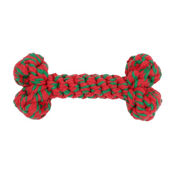 Jax & Bones Red & Green Bone Rope Dog Toy Discount