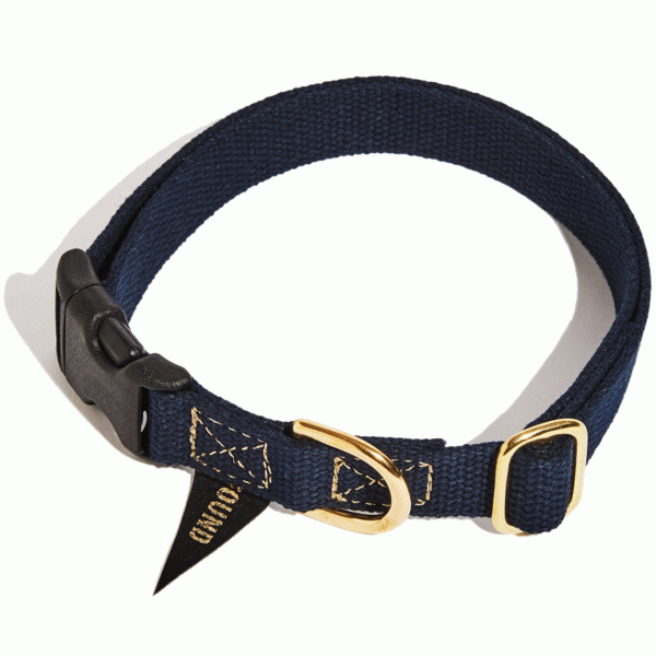 Found My Animal Navy Hand Dyed Flat Snap Dog Collar For Sale