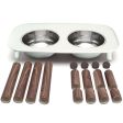 Messy Mutts Elevated Wood Dog Feeder - Grey Online now