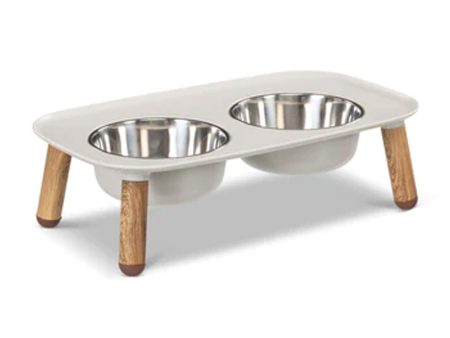 Messy Mutts Elevated Wood Dog Feeder - Grey Online now