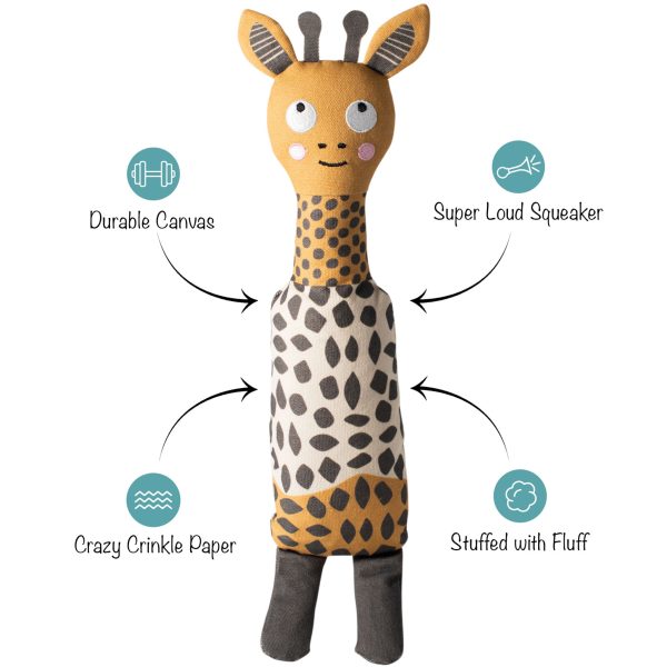 Fringe Canvas Squeaker Dog Toy - Giraffe For Discount