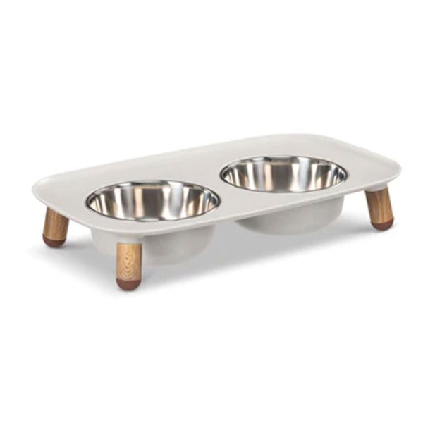 Messy Mutts Elevated Wood Dog Feeder - Grey Online now