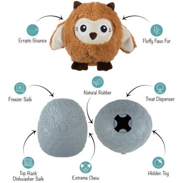 Fringe Plush & Rubber Owl Dog Toy For Discount