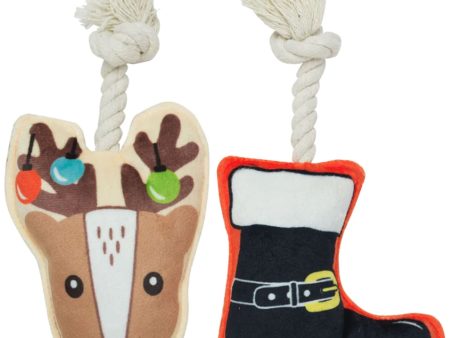 Speckle & Spot Reindeer & Boot Mini Rope Dog Toys For Sale