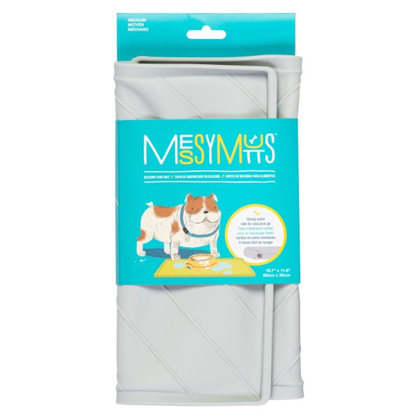 Messy Mutts Silicone Mat w Rod Light Grey Dog Placemat For Discount