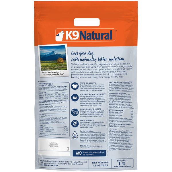 K9 Natural Freeze-Dried Beef Dog Food Fashion