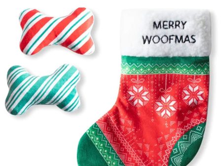 Fringe Merry Woofmas Stocking Dog Toys - 3 Pack For Cheap