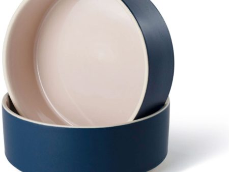 Fringe Minimal Stoneware Dog Bowl - Midnight Blue Hot on Sale