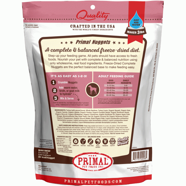 Primal Freeze-Dried Turkey & Sardine Formula Dog Food For Cheap