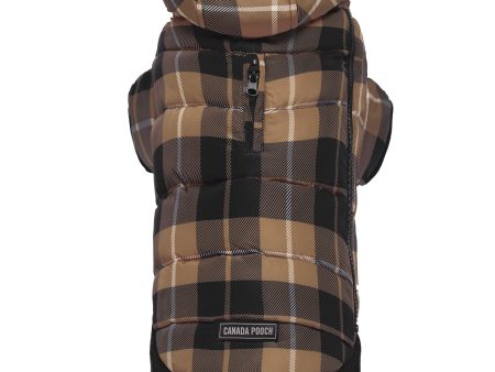 Canada Pooch Prism Puffer - Brown Plaid Hot on Sale