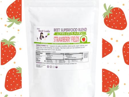 The Beet Lady STRAWBERRY FIELDS Beet Food Nutritional Therapy powder blended with real fruit.  Organic, plant-based, non-GMO. 6 oz Supply