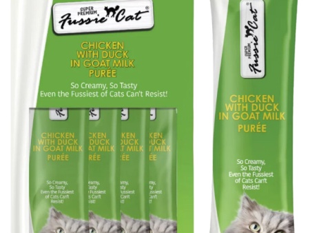 Fussie Cat Purée - Chicken W  Duck in Goat Milk 4pk 2oz Bag For Cheap