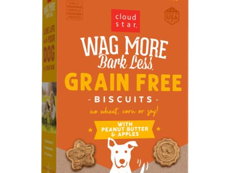 Cloud Star Wag More Bark Less Grain-Free Oven-Baked Biscuits Peanut Butter & Apple 14oz Box Fashion