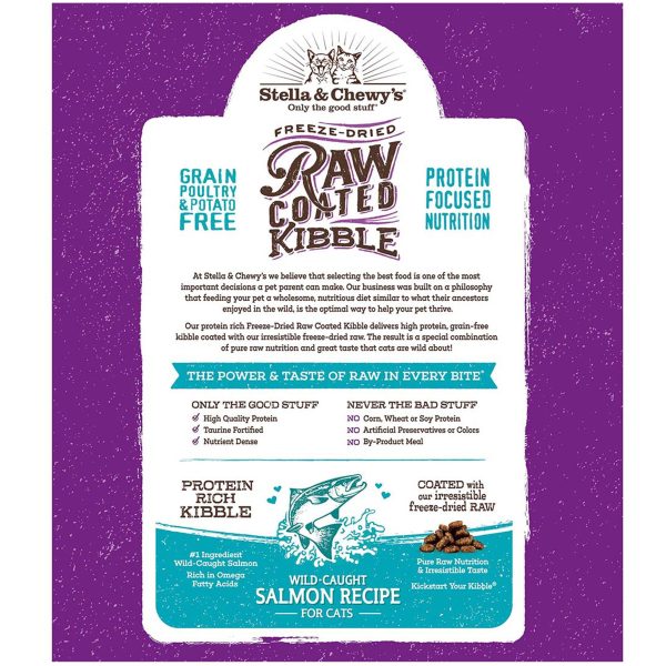 Stella & Chewy s Raw Coated Wild-Caught Salmon Recipe Kibble Cat Food  - 5lbs on Sale