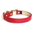 Fine Doggy Adjustable Red Leather Dog Collar For Discount